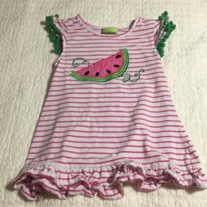 Watermelon appliqué dress with Pom pom trim